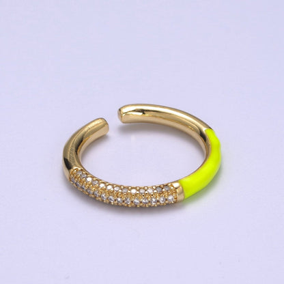 Colorful Enamel Adjustable Ring, 14K Gold Filled CZ Fusion Stacking Ring, Adjustable Ring, Fashion Enamel Jewelry S-170 ~ S-179