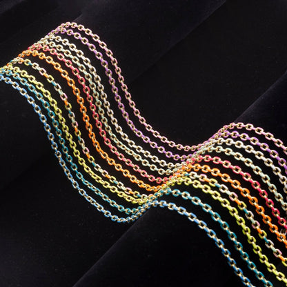 Colorful Enamel Chain 4.5x3.3mm Cable Link Chain, 14K Gold Filled Dainty Chain, Wholesale bulk Chain by Yard | ROLL-1018 To ROLL-1025