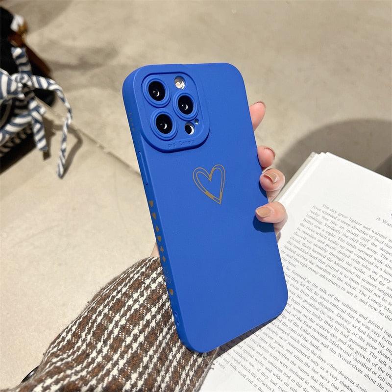 Colorful Love Heart Phone Case For iPhone 12 13 Pro Max 14 Pro Candy Color Soft Silicone Back Cover Shockproof Anti-Fingerprint Phone Case Lovely Gift For Women