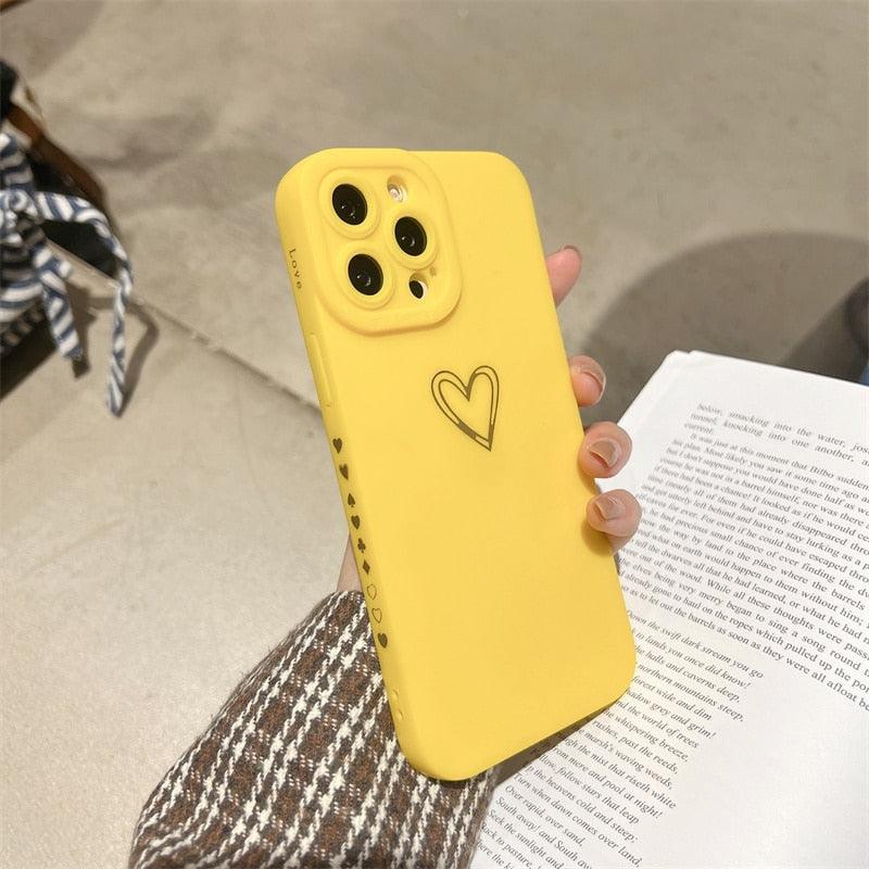 Colorful Love Heart Phone Case For iPhone 12 13 Pro Max 14 Pro Candy Color Soft Silicone Back Cover Shockproof Anti-Fingerprint Phone Case Lovely Gift For Women