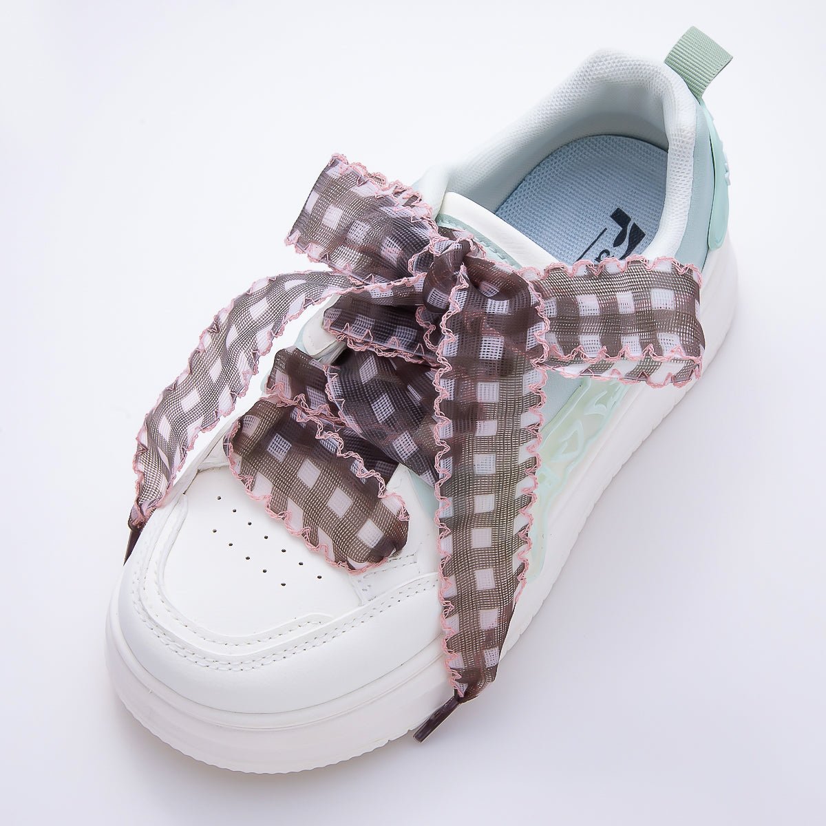 Colorful Outline Checkered Gingham Ribbon Shoelace Accessories | WB-00015 ~ WB-00019