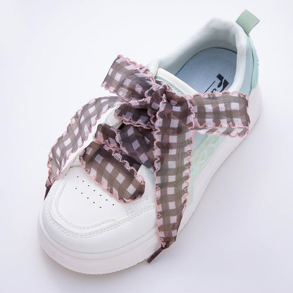 Colorful Outline Checkered Gingham Ribbon Shoelace Accessories | WB-00015 ~ WB-00019