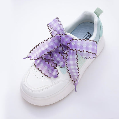 Colorful Outline Checkered Gingham Ribbon Shoelace Accessories | WB-00015 ~ WB-00019