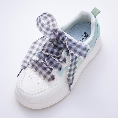 Colorful Outline Checkered Gingham Ribbon Shoelace Accessories | WB-00015 ~ WB-00019