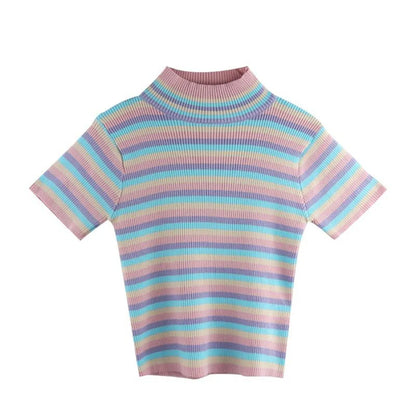 Colorful Striped Crop Top