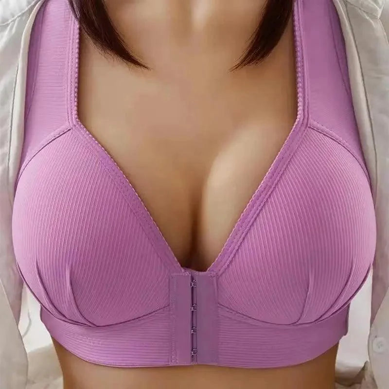 Comfortable Seamless Bra For Women Fashion Push Up Bras Wire Free Lingerie Full Cup Bralette Cotton Underwear Brassiere Front Closure