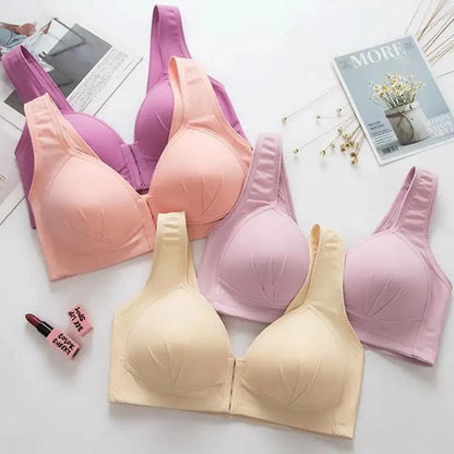 Comfortable Seamless Bra For Women Fashion Push Up Bras Wire Free Lingerie Full Cup Bralette Cotton Underwear Brassiere Front Closure