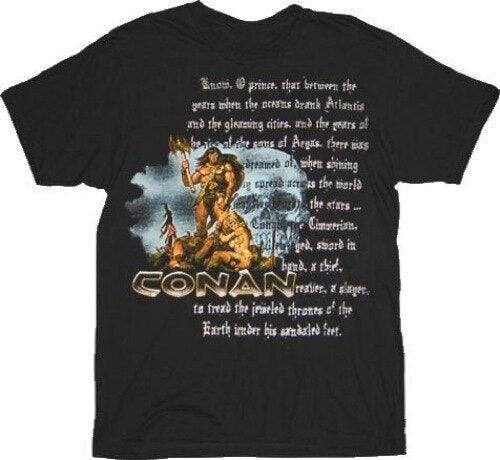 Conan the Barbarian Silver Text Skull Adult Unisex T-Shirt