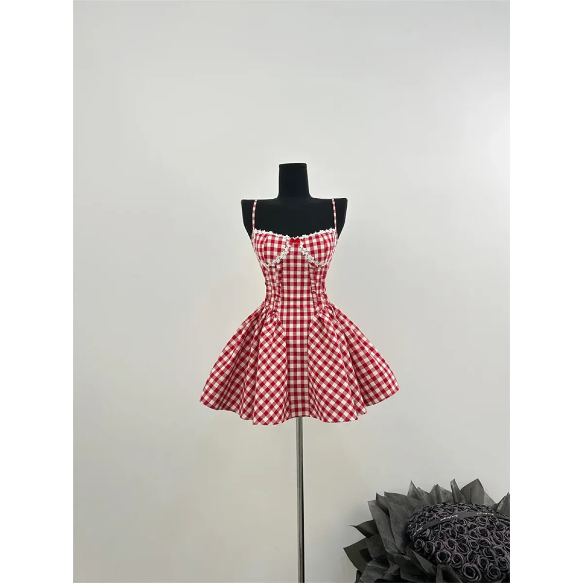 Coquette Plaid Mini Dress – Balletcore Gyaru Party Dress