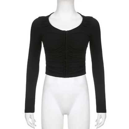 Coquette Ruched T-shirt With Hooks