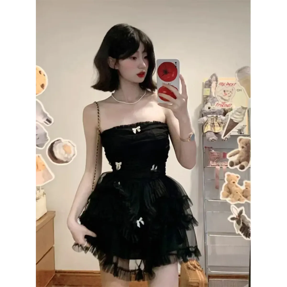 Corset Mini Dress – Y2K Lace Ruffle Bodycon Party Outfit