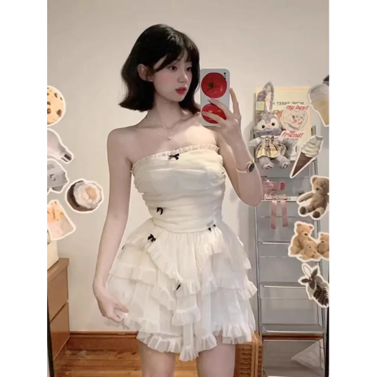 Corset Mini Dress – Y2K Lace Ruffle Bodycon Party Outfit