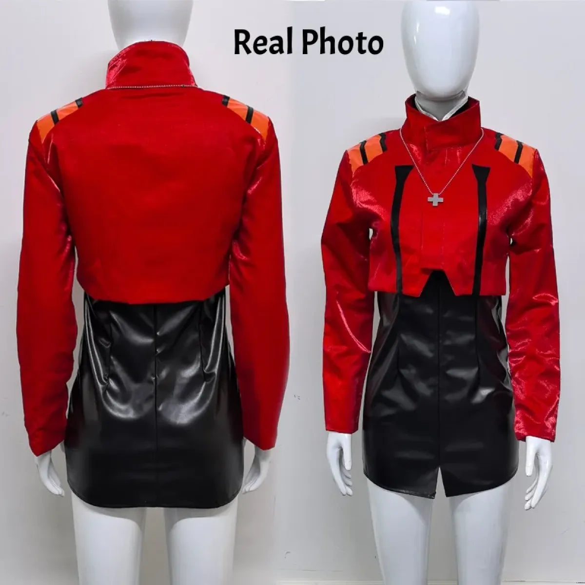 Misato Katsuragi EVA Cosplay Set – Red Jacket &amp; Black Dress Costume