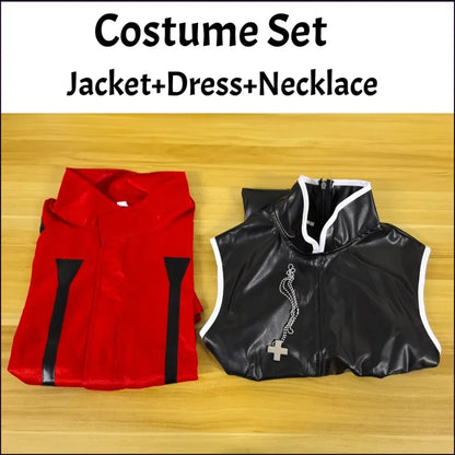 Misato Katsuragi EVA Cosplay Set – Red Jacket &amp; Black Dress Costume