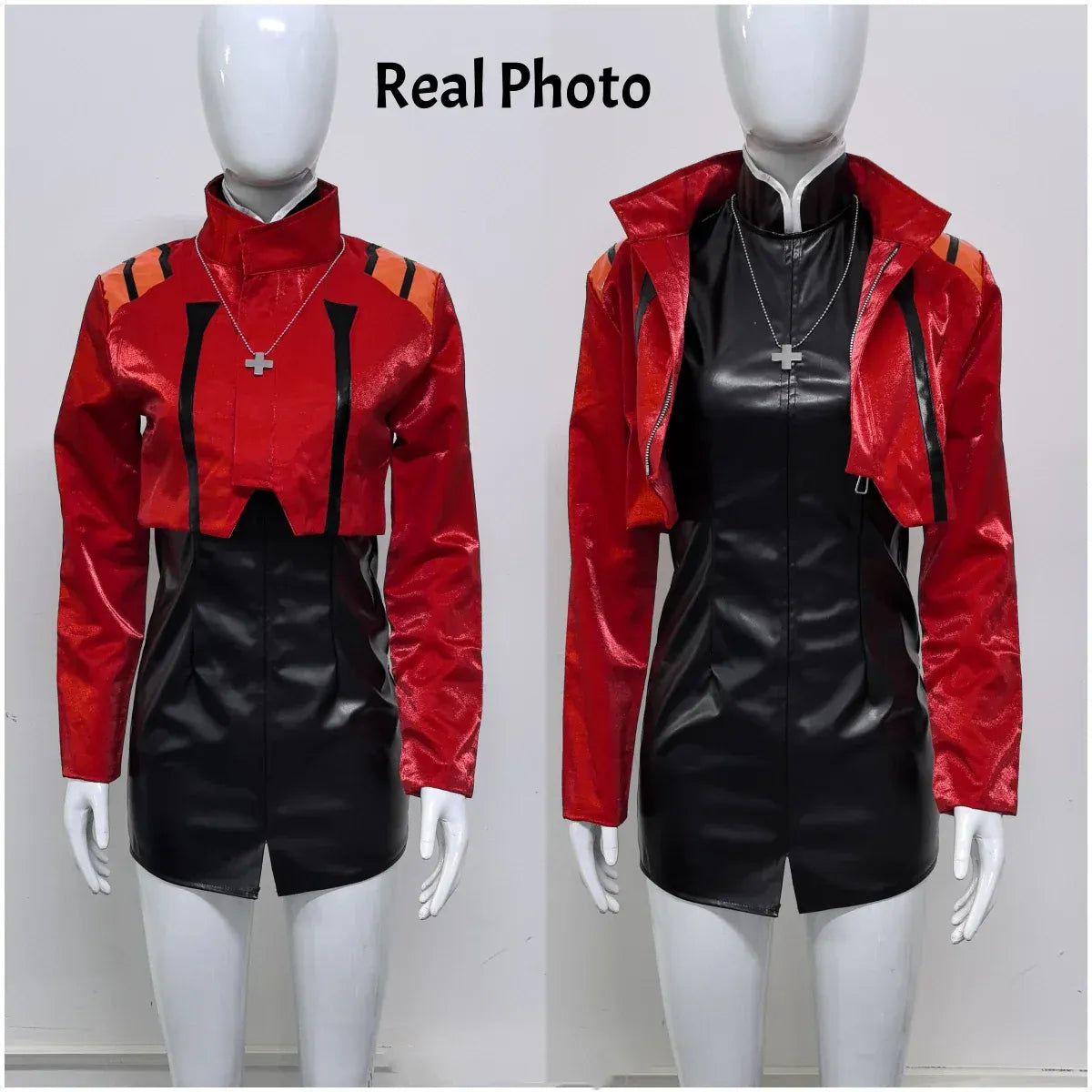 Misato Katsuragi EVA Cosplay Set – Red Jacket &amp; Black Dress Costume