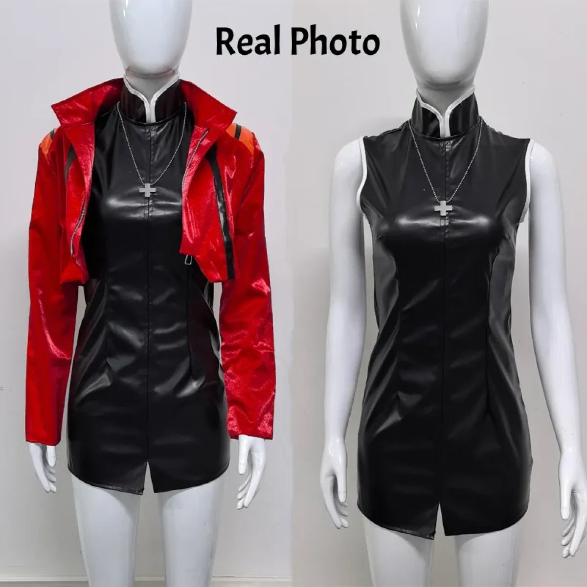 Misato Katsuragi EVA Cosplay Set – Red Jacket &amp; Black Dress Costume
