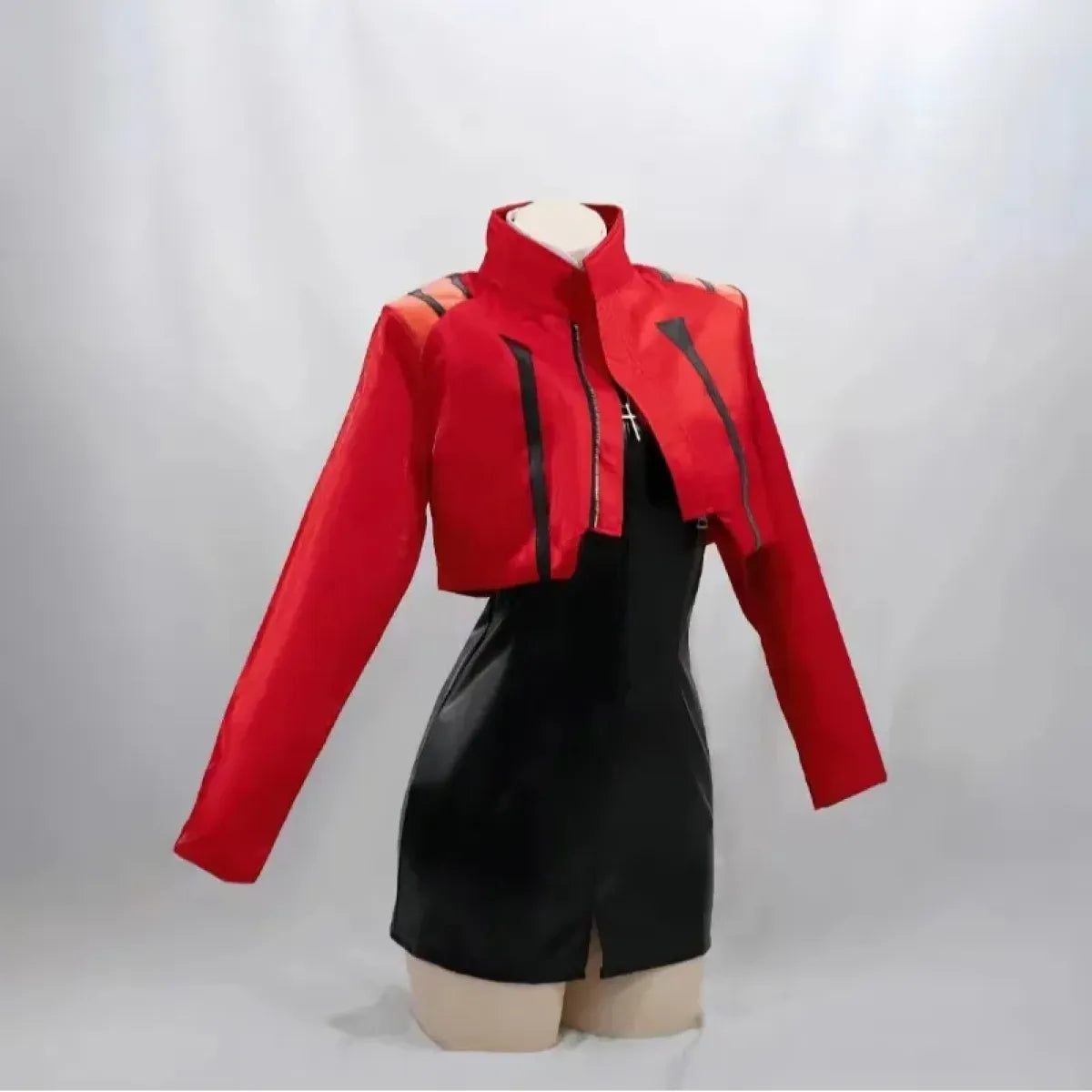 Misato Katsuragi EVA Cosplay Set – Red Jacket &amp; Black Dress Costume