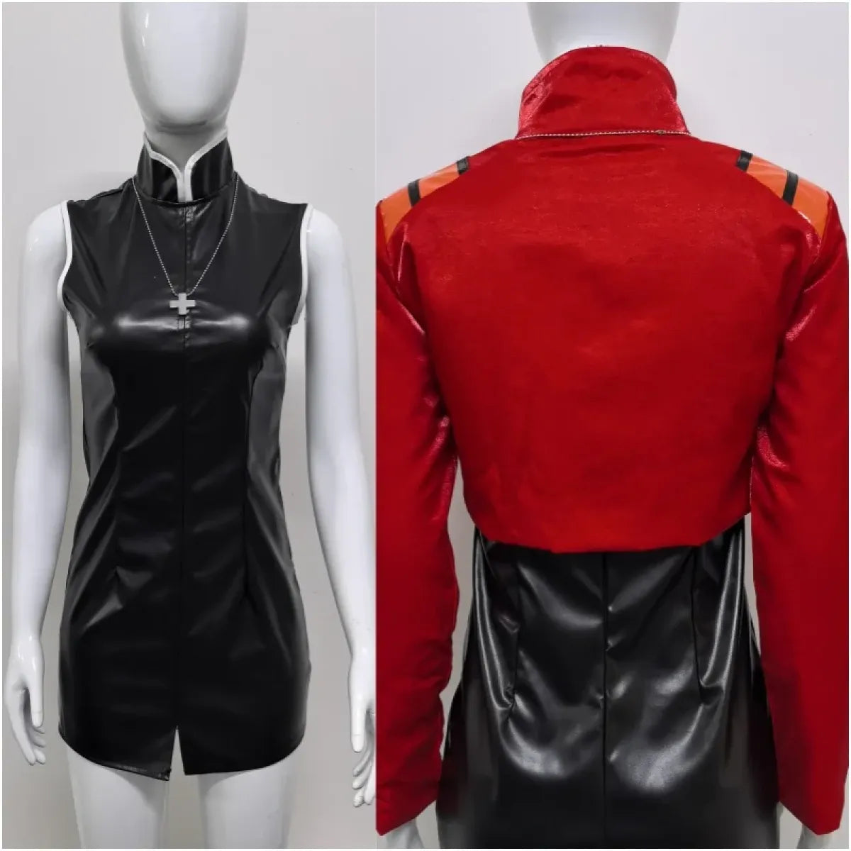 Misato Katsuragi EVA Cosplay Set – Red Jacket &amp; Black Dress Costume