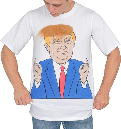 Costume Agent Former  President 3D Hair White T-Shirt