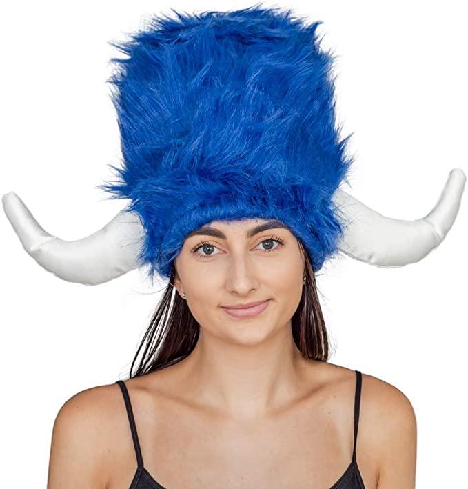 Costume Agent Viking Furry Blue Hat Helmet Adult Halloween Costume Accessory