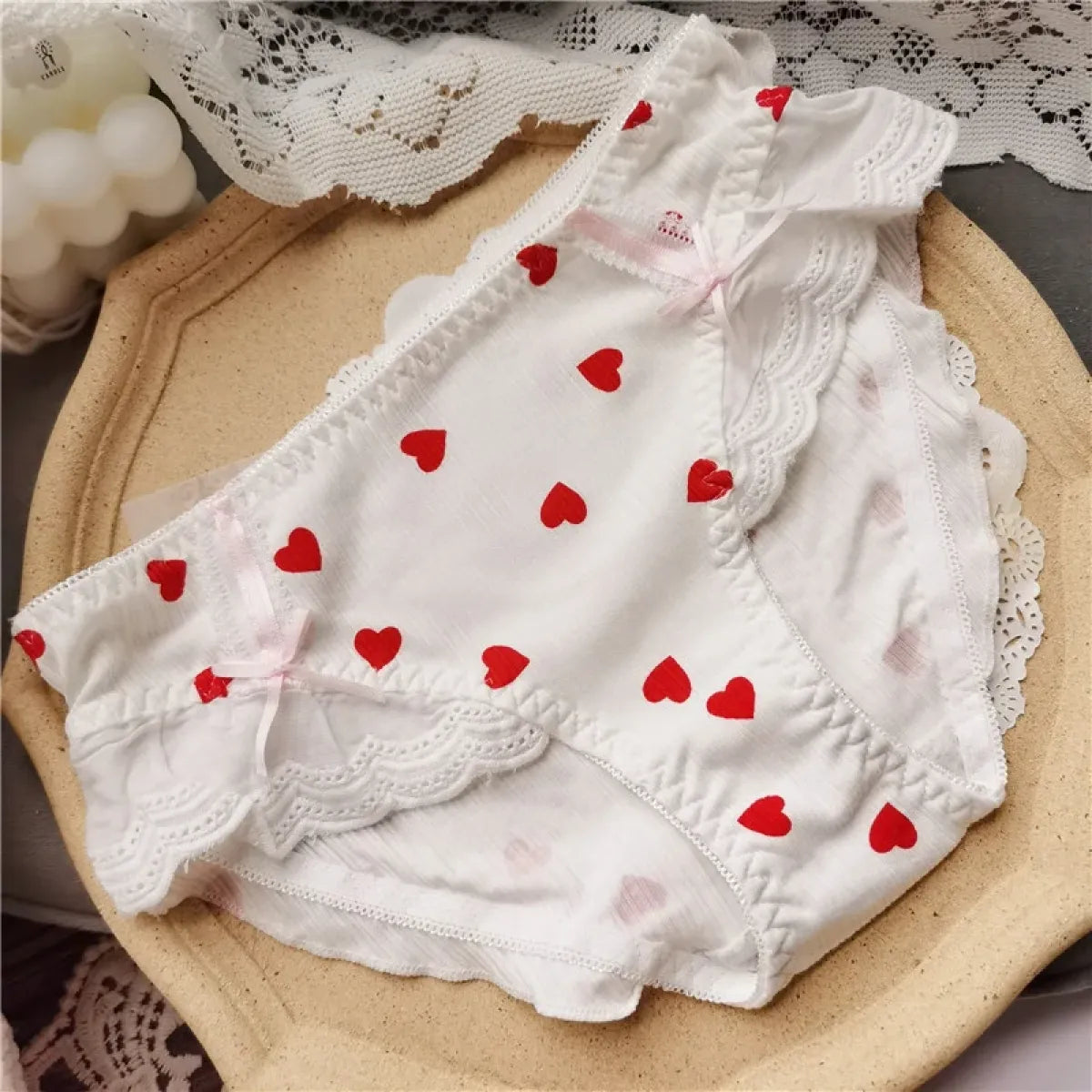 Cotton Lace Low Waist Panties with Fruit Print &amp; Bows – Kawaii Lingerie