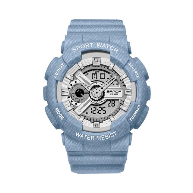 Couple Watch Fashion Strap Practical Waterproof Multifunctional Digital Wristwatch Dual Display Men&