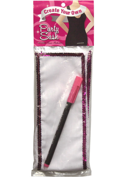 DIY Party Sash White Satin with Pink Sequin Trim