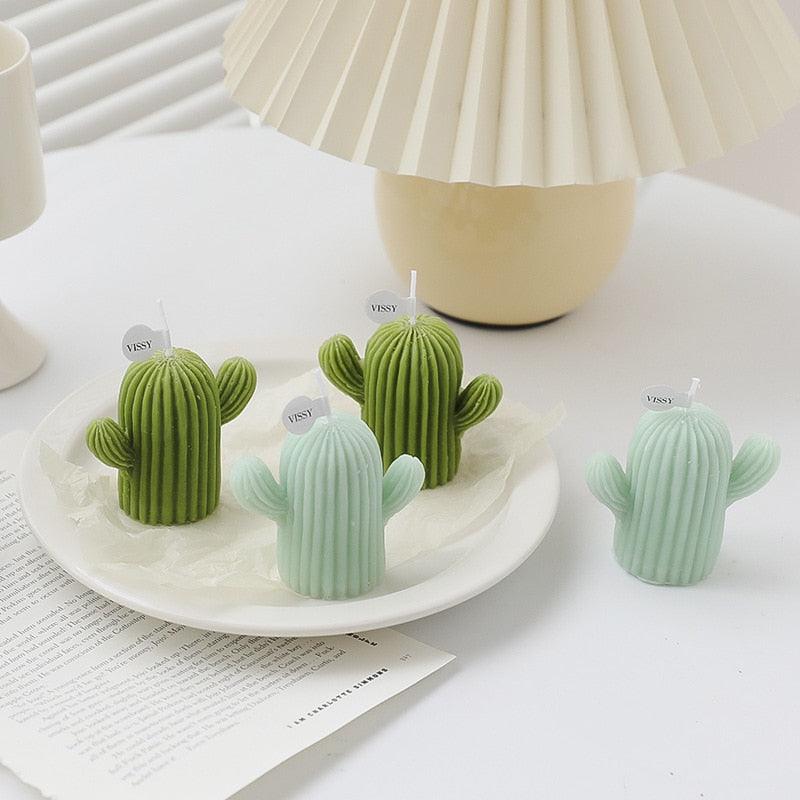 Creative Handmade Cactus Candle Pack Cactus Candles Handmade Delicate Succulent Cactus Candles Flameless Tea Lights Candle Aromatherapy For Decor Birth Photo Props Aromatherapy Candle Ornaments Soy Wax Aromatherapy Small Candles Scented Relaxing Candles