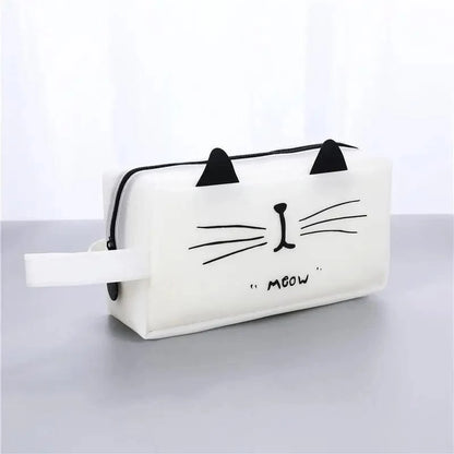 Creative Leather Black Large Capacity  Pencil Pouch For Students Unique Colors Stationery Office Pencil Cases