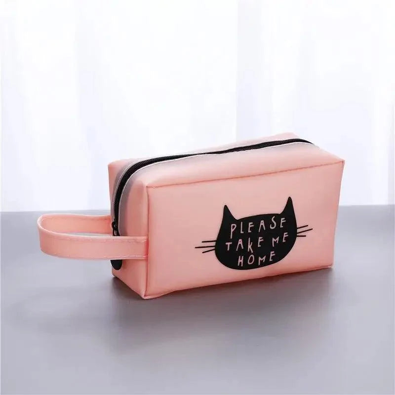 Creative Leather Black Large Capacity  Pencil Pouch For Students Unique Colors Stationery Office Pencil Cases