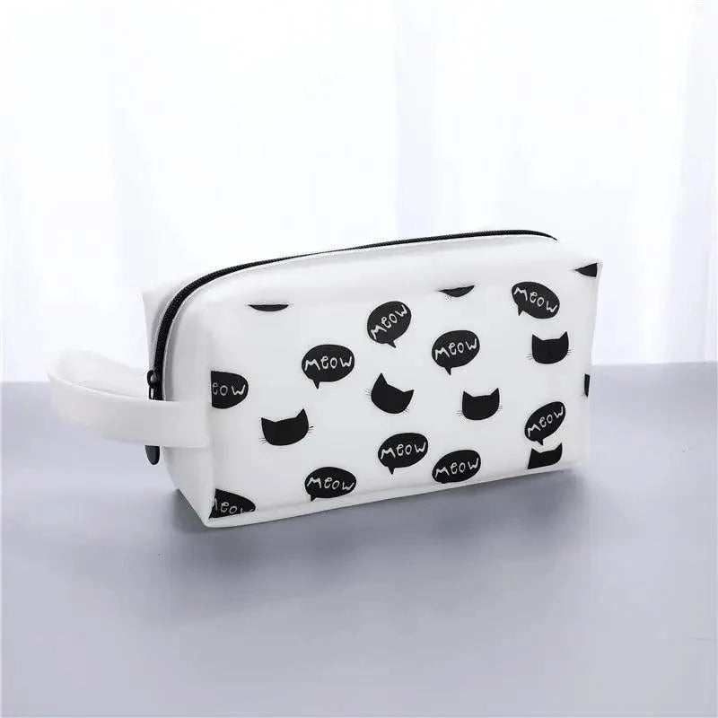 Creative Leather Black Large Capacity  Pencil Pouch For Students Unique Colors Stationery Office Pencil Cases