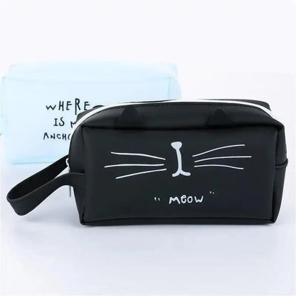 Creative Leather Black Large Capacity  Pencil Pouch For Students Unique Colors Stationery Office Pencil Cases