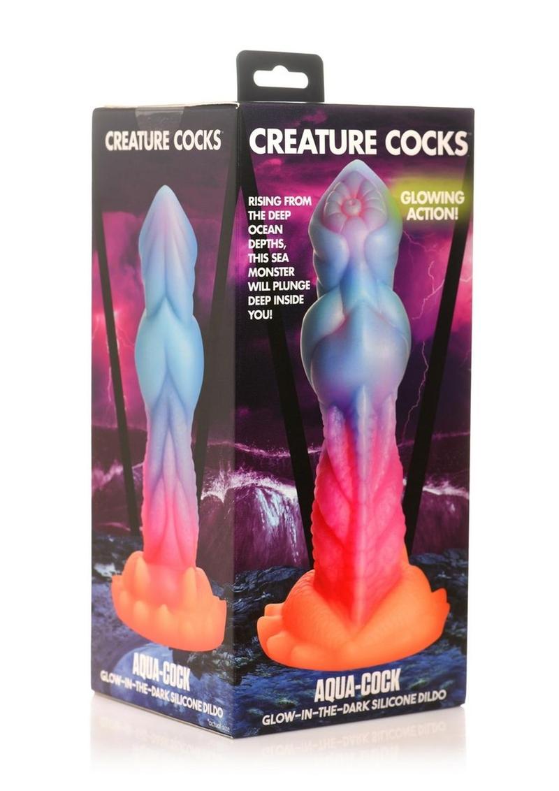 Creature Cocks Aqua-Cock Glow in the Dark Silicone Dildo