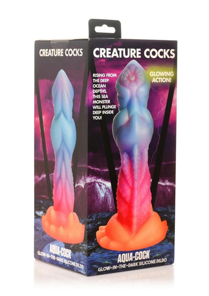 Creature Cocks Aqua-Cock Glow in the Dark Silicone Dildo