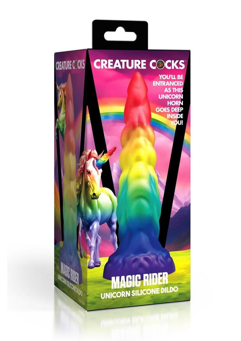 Magic Rider Unicorn Silicone Dildo Vibrant Rainbow Fun!