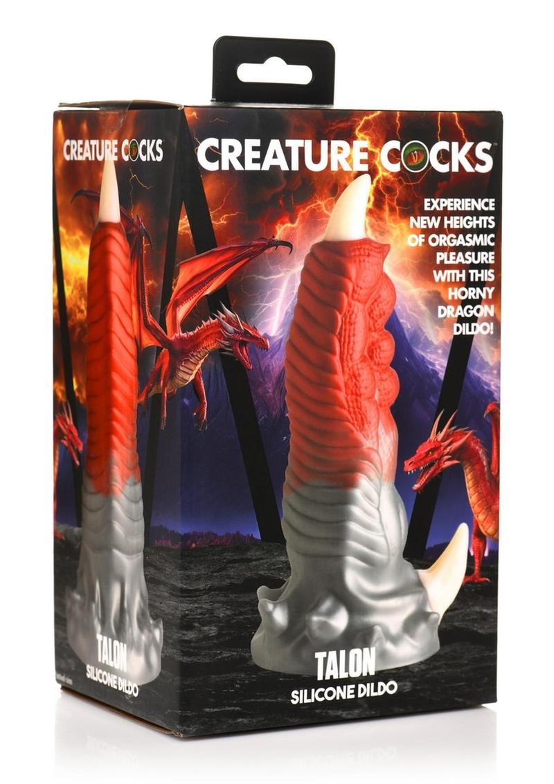 Talon White Silicone Dildo Silver Dragon Design