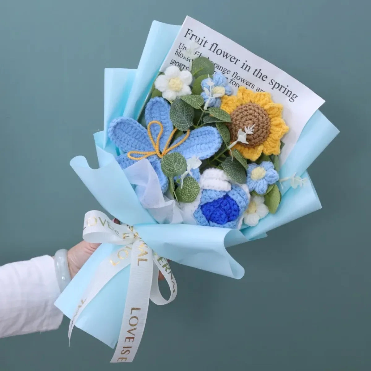 Crochet Flower Bouquet – Sunflower, Rose &amp; Tulip Gift for Birthday or Valentine’s Day
