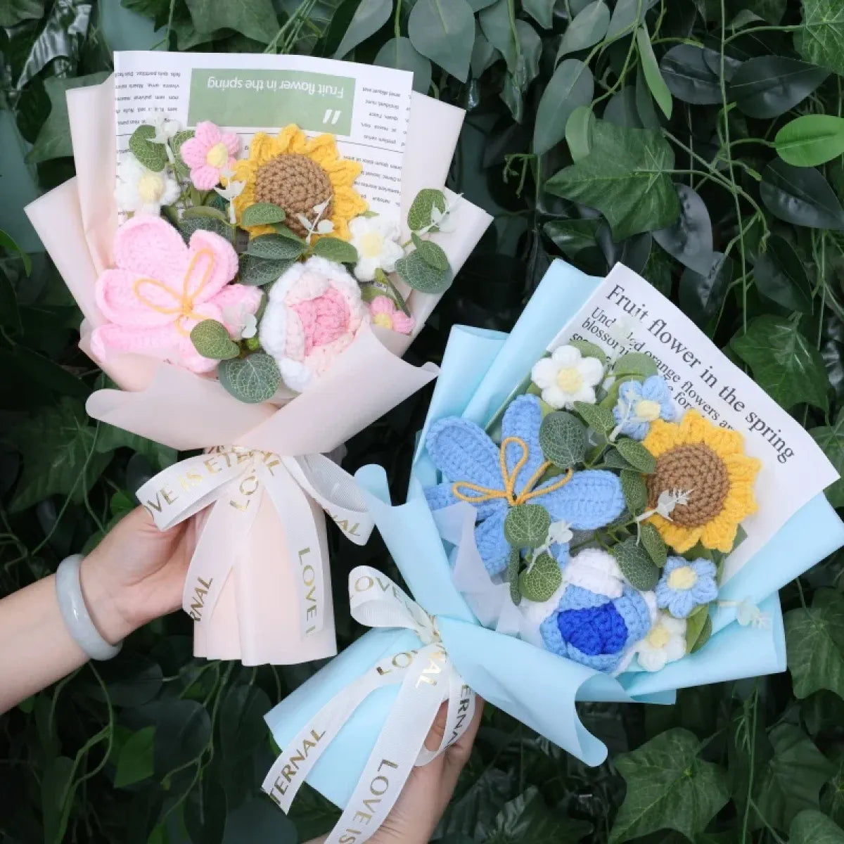 Crochet Flower Bouquet – Sunflower, Rose &amp; Tulip Gift for Birthday or Valentine’s Day