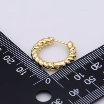 Croissant Earring - Chunky Twist Hoop Earring Gold - 14K Gold Fill Hoop - Oval Gold Hoop - Gold Fill Chunky Hoop - Twisted Earrings - Gift AE-802