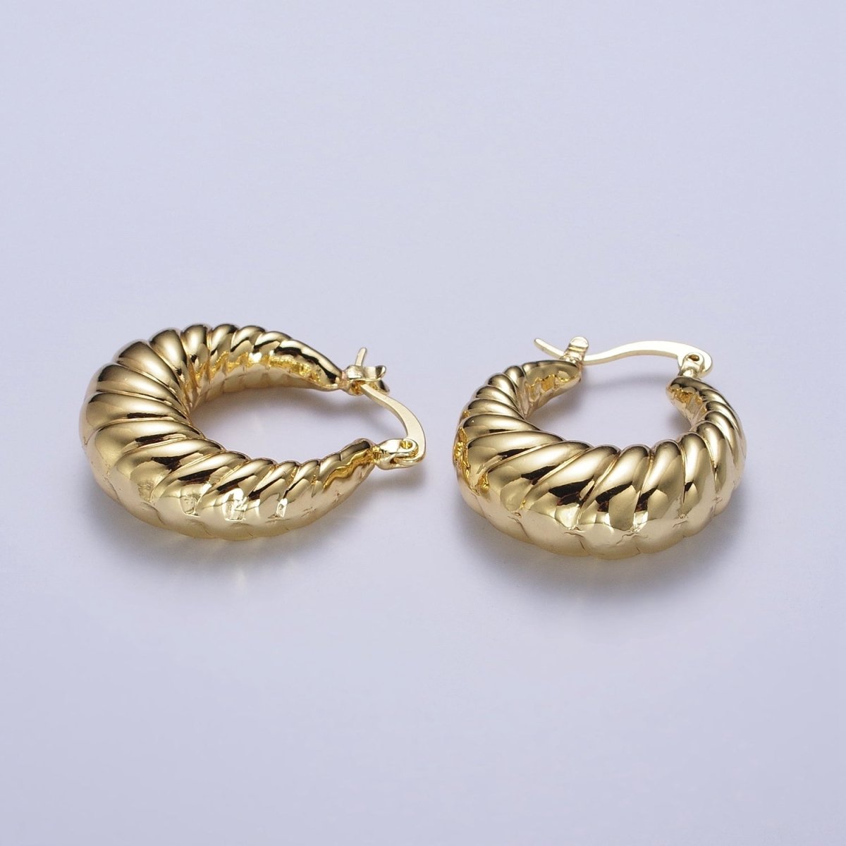 Croissant Twisted Braided Hoop Latch Earrings in Gold &amp; Silver | AD-080 AD-081