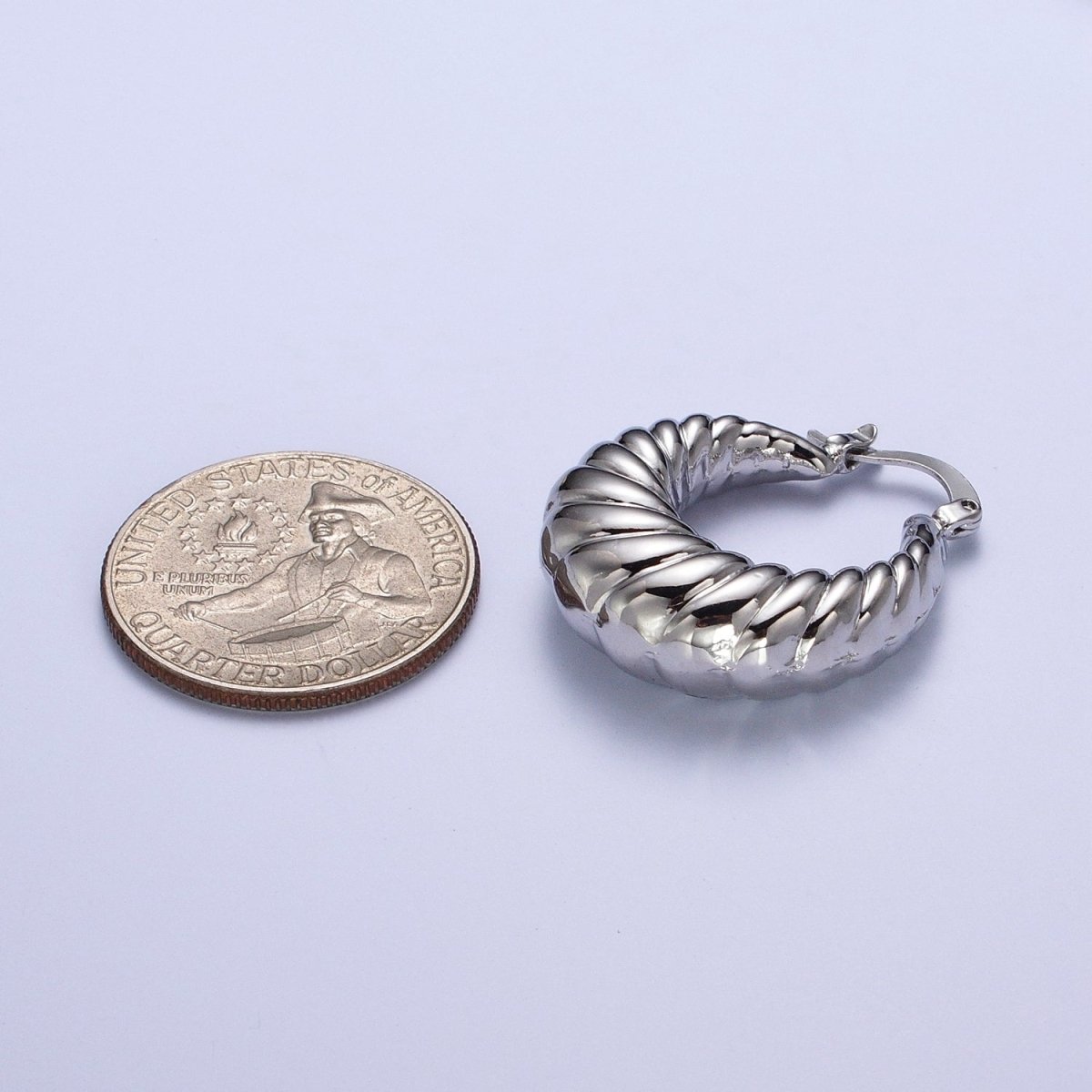 Croissant Twisted Braided Hoop Latch Earrings in Gold &amp; Silver | AD-080 AD-081