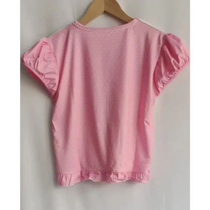 Harajuku Ruffle Cartoon Crop Tee
