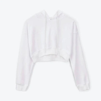 Solid Color Cropped Hoodie