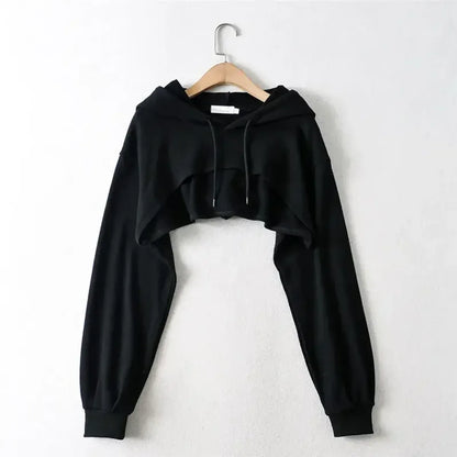 Cropped Hoodie with Raw Hem