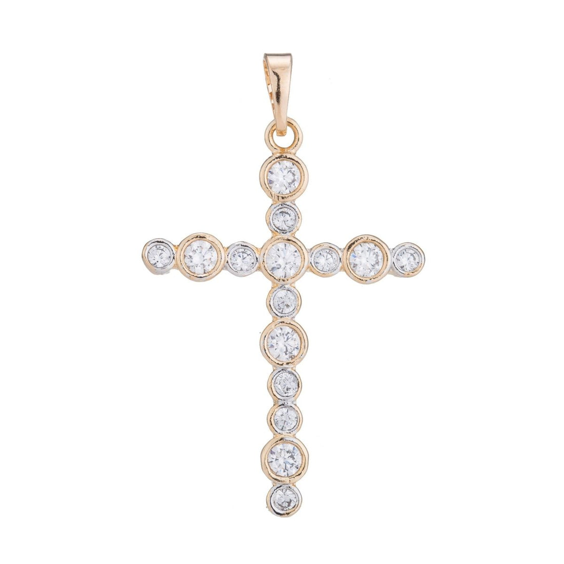 Cross Gold Plated Pendant Necklace - Simple Cross Gold Pendant Cubic Zircon Crystal - Rose Gold Plated Pendant - Religious Pendant Charm H-451