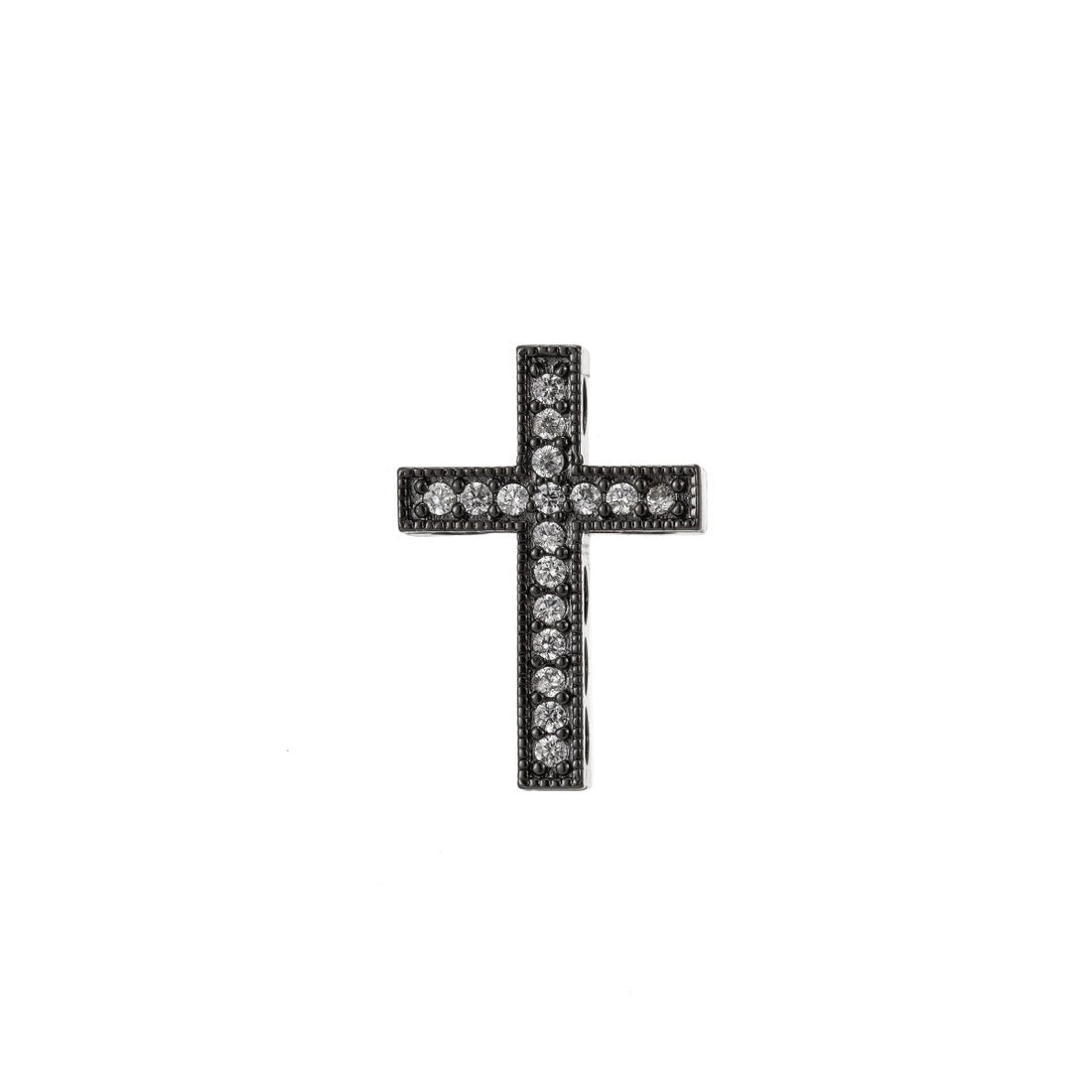 Cross Micro Pave CZ 14K Gold Filled Bead, Good For Earring, Necklace, and bracelet, vertically or horizontally design charm, Gun Metal Plated B-201