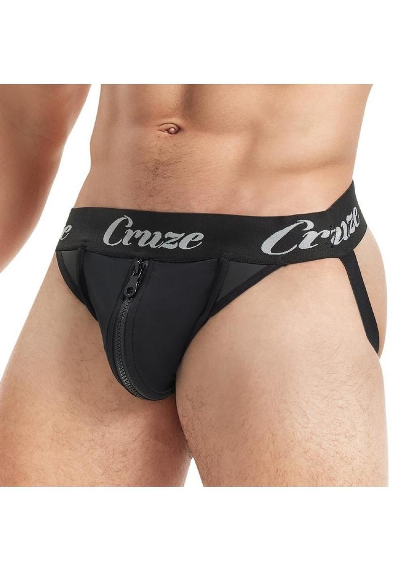 Cruze Zip Down Neoprene Jockstrap Fetish Zipper Jock for Men