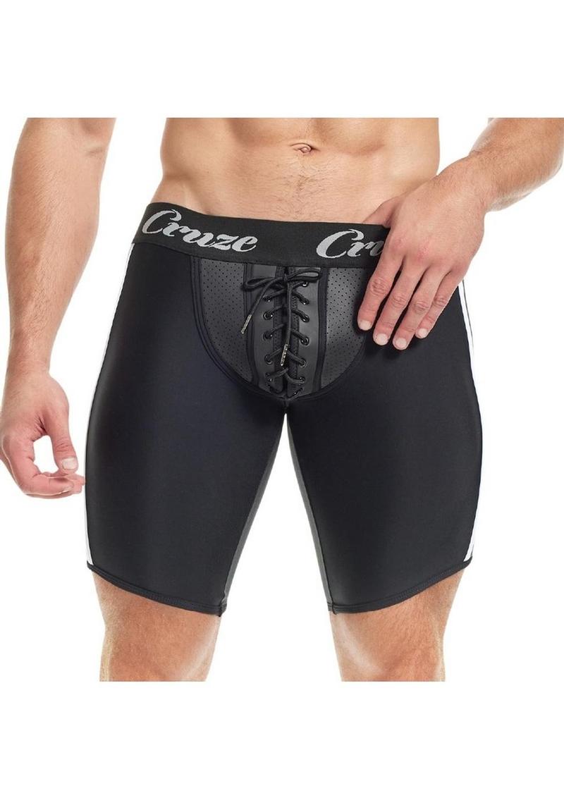 Cruze Lace-Up Neoprene Tackle Shorts Fetish Sport Shorts for Men
