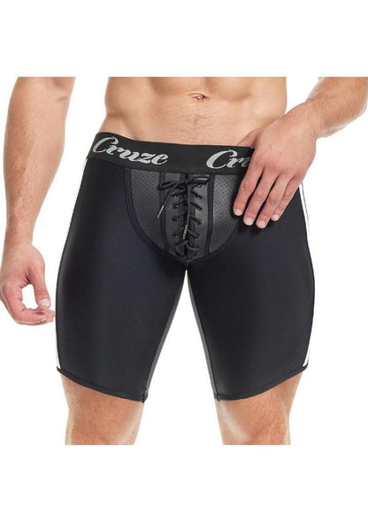 Cruze Lace-Up Neoprene Tackle Shorts Fetish Sport Shorts for Men