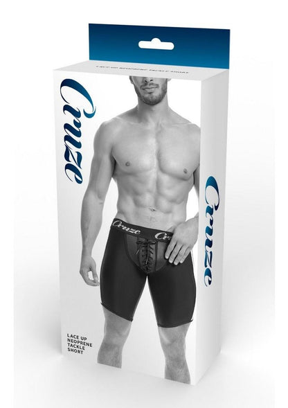 Cruze Lace-Up Neoprene Tackle Shorts Fetish Sport Shorts for Men